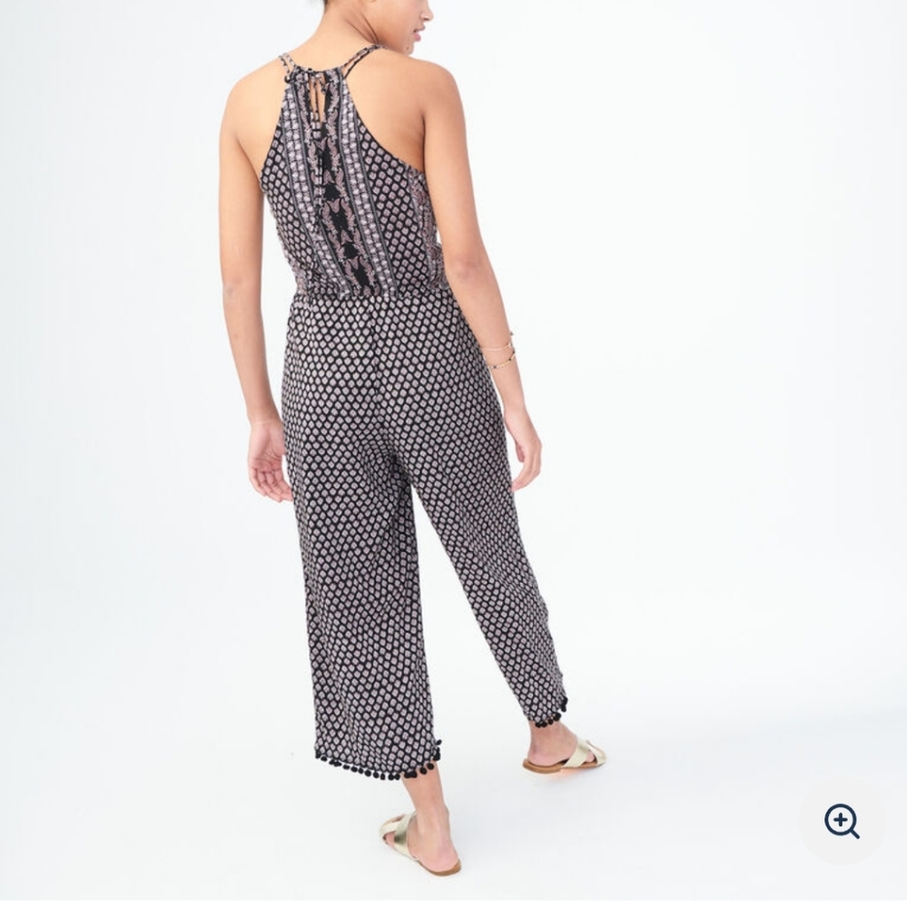 Printed Crop Jumpsuit size small by Aeropostale  black and purple pattern